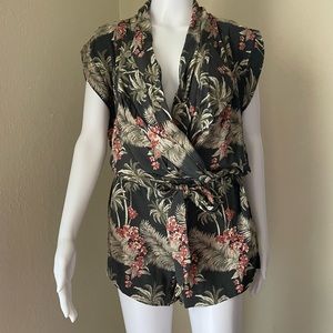 One teaspoon- Palm Kingston plays tropical black green red shorts romper - small